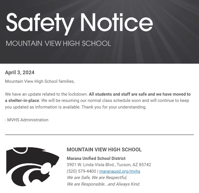 Mountain View High School lockdown today: Campus secured after reported threat as local police investigate the incident to ensure student safety